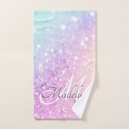 Glam Iridescent Glitter Persoonlijk Kleurrijk Handdoek