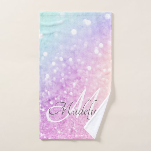 Glam Iridescent Glitter Persoonlijk Kleurrijk Handdoek (Handdoek)