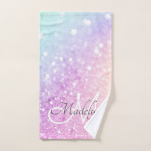 Glam Iridescent Glitter Persoonlijk Kleurrijk Handdoek