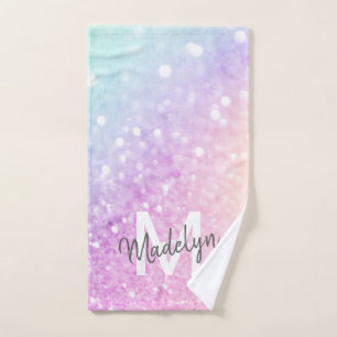 Glam Iridescent Glitter Persoonlijk Kleurrijk Handdoek