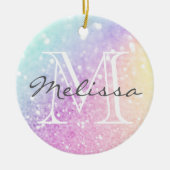 Glam Iridescent Glitter Persoonlijk Kleurrijk Keramisch Ornament (Voorkant)
