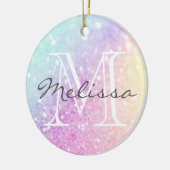 Glam Iridescent Glitter Persoonlijk Kleurrijk Keramisch Ornament (Links)