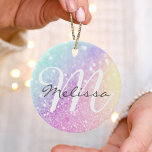 Glam Iridescent Glitter Persoonlijk Kleurrijk Keramisch Ornament<br><div class="desc">U kunt dit elegante kleurrijke bokglitterpatroon eenvoudig personaliseren met uw eigen naam en/of monogram.</div>