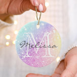 Glam Iridescent Glitter Persoonlijk Kleurrijk Keramisch Ornament<br><div class="desc">U kunt dit elegante kleurrijke bokglitterpatroon eenvoudig personaliseren met uw eigen naam en/of monogram.</div>