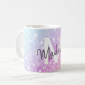 Glam Iridescent Glitter Persoonlijk Kleurrijk Koffiemok (Voorkant links)