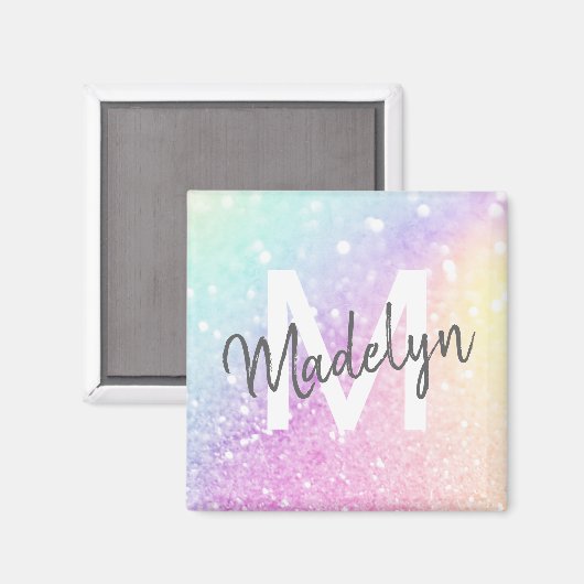 Glam Iridescent Glitter Persoonlijk Kleurrijk Magneet (Voorkant / Achterkant)
