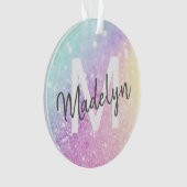 Glam Iridescent Glitter Persoonlijk Kleurrijk Ornament (voorkant)