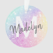 Glam Iridescent Glitter Persoonlijk Kleurrijk Ornament (voorkant)