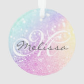 Glam Iridescent Glitter Persoonlijk Kleurrijk Ornament (achterkant)