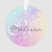 Glam Iridescent Glitter Persoonlijk Kleurrijk Ornament (voorkant)