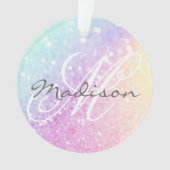 Glam Iridescent Glitter Persoonlijk Kleurrijk Ornament (voorkant)