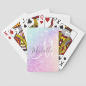 Glam Iridescent Glitter Persoonlijk Kleurrijk Pokerkaarten (Achterkant)