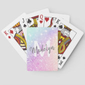 Glam Iridescent Glitter Persoonlijk Kleurrijk Pokerkaarten (Achterkant)