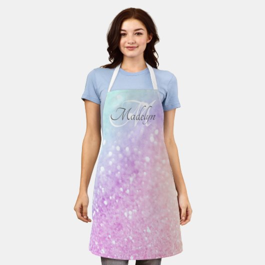 Glam Iridescent Glitter Persoonlijk Kleurrijk Schort (Gedragen)