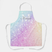 Glam Iridescent Glitter Persoonlijk Kleurrijk Schort (Voorkant)