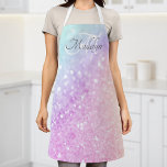 Glam Iridescent Glitter Persoonlijk Kleurrijk Schort<br><div class="desc">U kunt dit elegante kleurrijke bokglitterpatroon eenvoudig personaliseren met uw eigen naam en/of monogram.</div>