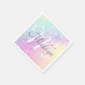 Glam Iridescent Glitter Persoonlijk Kleurrijk Servet (Hoek)