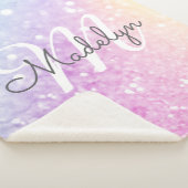 Glam Iridescent Glitter Persoonlijk Kleurrijk Sherpa Deken (3/4)