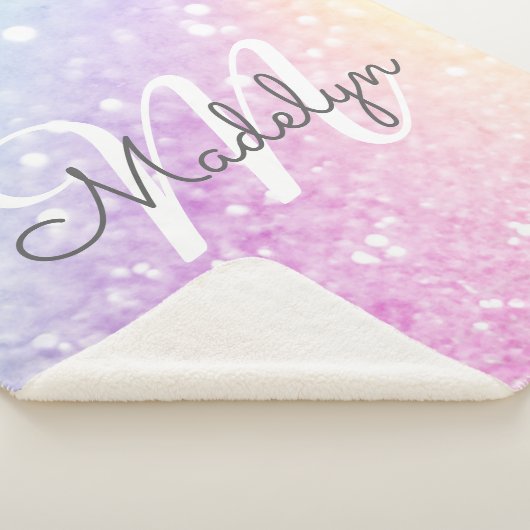 Glam Iridescent Glitter Persoonlijk Kleurrijk Sherpa Deken (3/4)