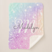 Glam Iridescent Glitter Persoonlijk Kleurrijk Sherpa Deken (Voorkant)