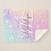 Glam Iridescent Glitter Persoonlijk Kleurrijk Sherpa Deken (Voorkant (horizontaal))