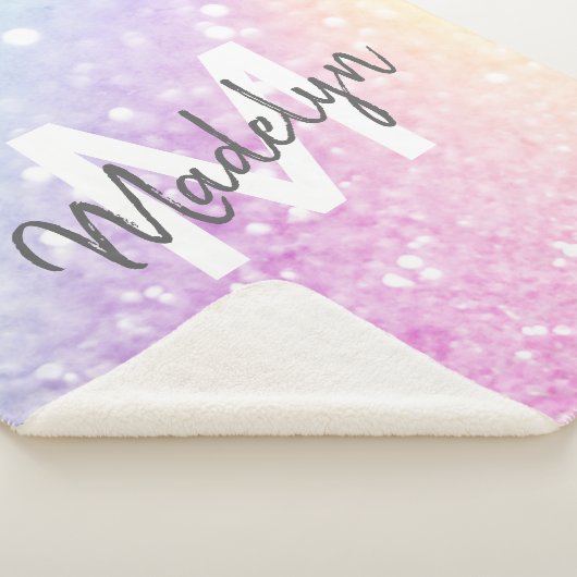 Glam Iridescent Glitter Persoonlijk Kleurrijk Sherpa Deken (3/4)