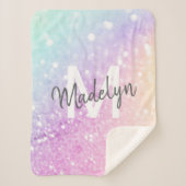 Glam Iridescent Glitter Persoonlijk Kleurrijk Sherpa Deken (Voorkant)