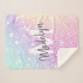 Glam Iridescent Glitter Persoonlijk Kleurrijk Sherpa Deken (Voorkant (horizontaal))