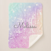 Glam Iridescent Glitter Persoonlijk Kleurrijk Sherpa Deken (Voorkant)