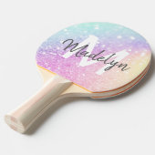 Glam Iridescent Glitter Persoonlijk Kleurrijk Tafeltennisbatje (Voorkant Gekanteld)