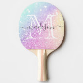 Glam Iridescent Glitter Persoonlijk Kleurrijk Tafeltennisbatje (Voorkant)