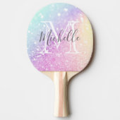 Glam Iridescent Glitter Persoonlijk Kleurrijk Tafeltennisbatje (Voorkant)
