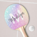 Glam Iridescent Glitter Persoonlijk Kleurrijk Tafeltennisbatje<br><div class="desc">Personaliseer dit elegante kleurrijke bokeh faux glitter patroon eenvoudig met uw aangepaste naam en / of monogram.</div>