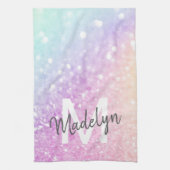 Glam Iridescent Glitter Persoonlijk Kleurrijk Theedoek (Verticaal)