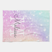 Glam Iridescent Glitter Persoonlijk Kleurrijk Theedoek (Horizontaal)