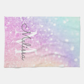 Glam Iridescent Glitter Persoonlijk Kleurrijk Theedoek (Horizontaal)