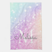 Glam Iridescent Glitter Persoonlijk Kleurrijk Theedoek (Verticaal)