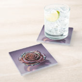 Glam Iridescent Roos Goud Glas Onderzetter (Schuin)