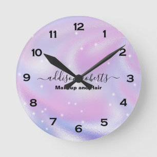 Glam Iridescent Sparkle Holographic Ronde Klok