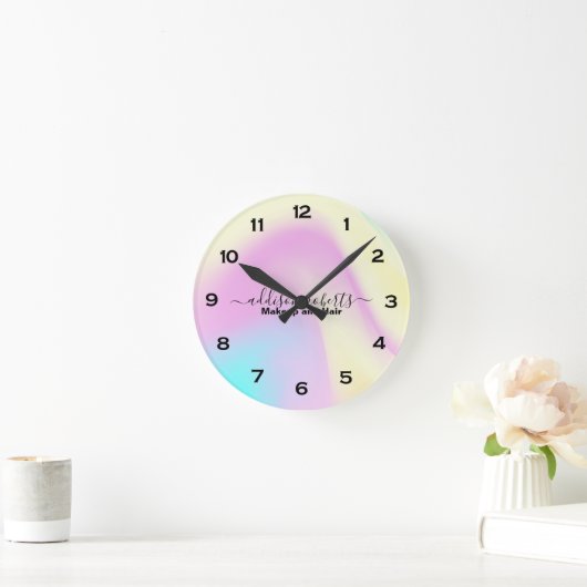 Glam Iridescent Sparkle Holographic Ronde Klok (Huis)