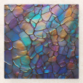 Glam Iriserend Opal Edelsteen Glas in lood Glazen Onderzetter (Voorkant)