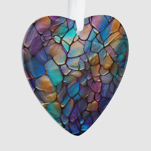 Glam Iriserend Opal Edelsteen Glas in lood Ornament (voorkant)