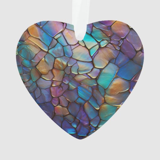 Glam Iriserend Opal Edelsteen Glas in lood Ornament (achterkant)