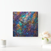 Glam Iriserend Opal Edelsteen Glas in lood Vierkante Klok (Huis)