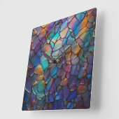 Glam Iriserend Opal Edelsteen Glas in lood Vierkante Klok (Hoek)