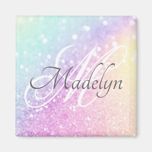 Glam iriserende glitters Glitter gepersonaliseerd  Magneet (Voorkant)