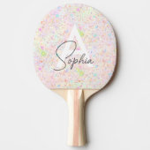 Glam iriserende holografische glitter monogram naa tafeltennisbatje (Voorkant)