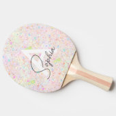 Glam iriserende holografische glitter monogram naa tafeltennisbatje (Zijkant)