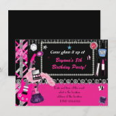Glam It Up Rock Star Makeover Girls Uitnodiging (Voorkant / Achterkant)