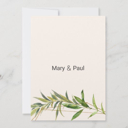 Glam Ivoor Gouden Glitter Loofwerk Terrarium Bruil Kaart (Achterkant)